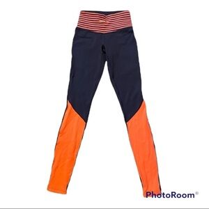 Lululemon orange and navy blue leggings